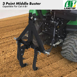 Middle Buster for CAT 0& 1, 3-Point Quick Hitch Tractors with 3 Adjustable & Replaceable Ripper Shanks, Upgraded Heavy Duty Steel Furrowing Plow