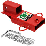 Clamp On Forklift Trailer Hitch Attachment, 2" Fork Towing Receiver Adapter Hitch with Safety Chain