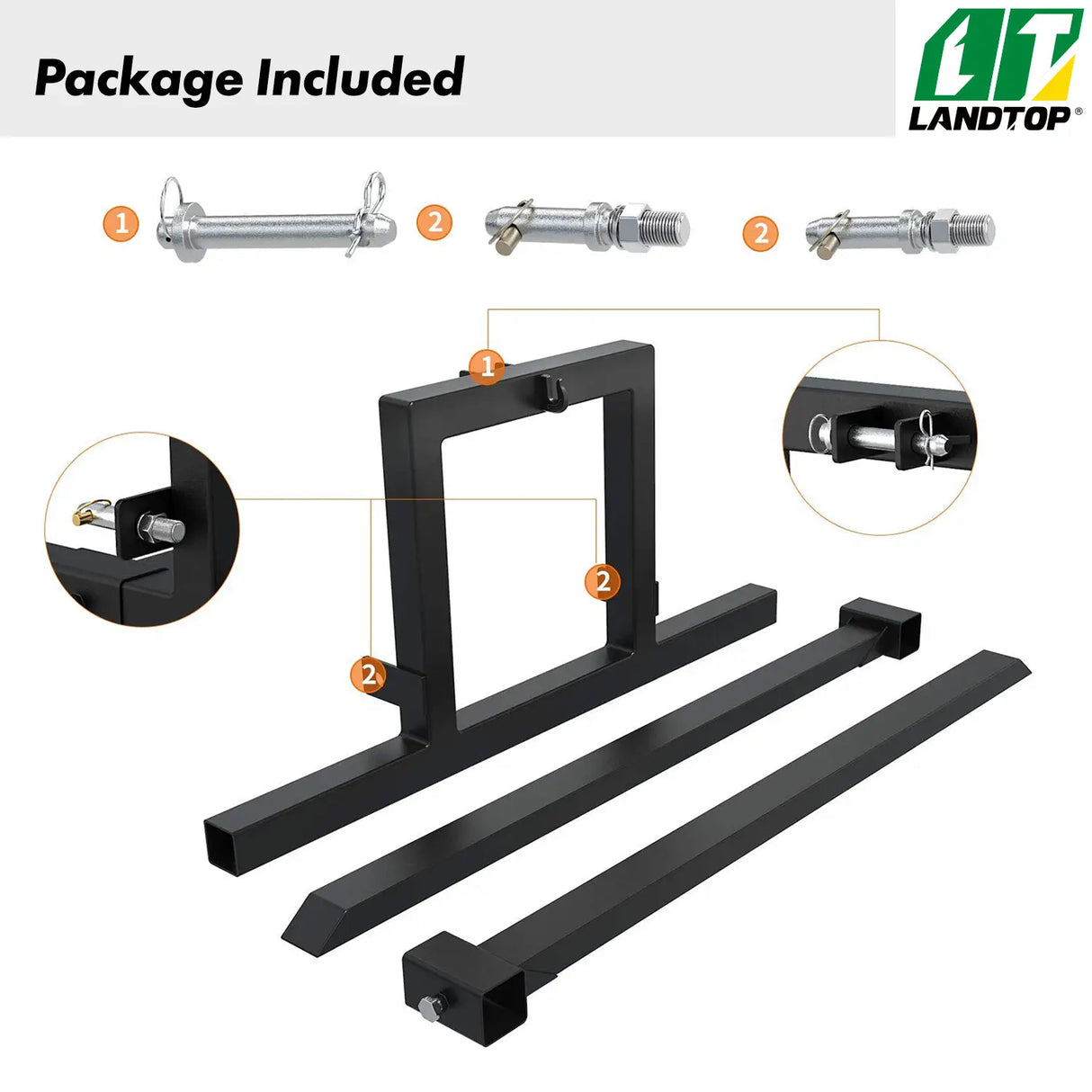 3 Point Hitch Pallet Fork 1500 lbs Capacity Adjustable Pallet Fork Attachments for Category 1 Tractor