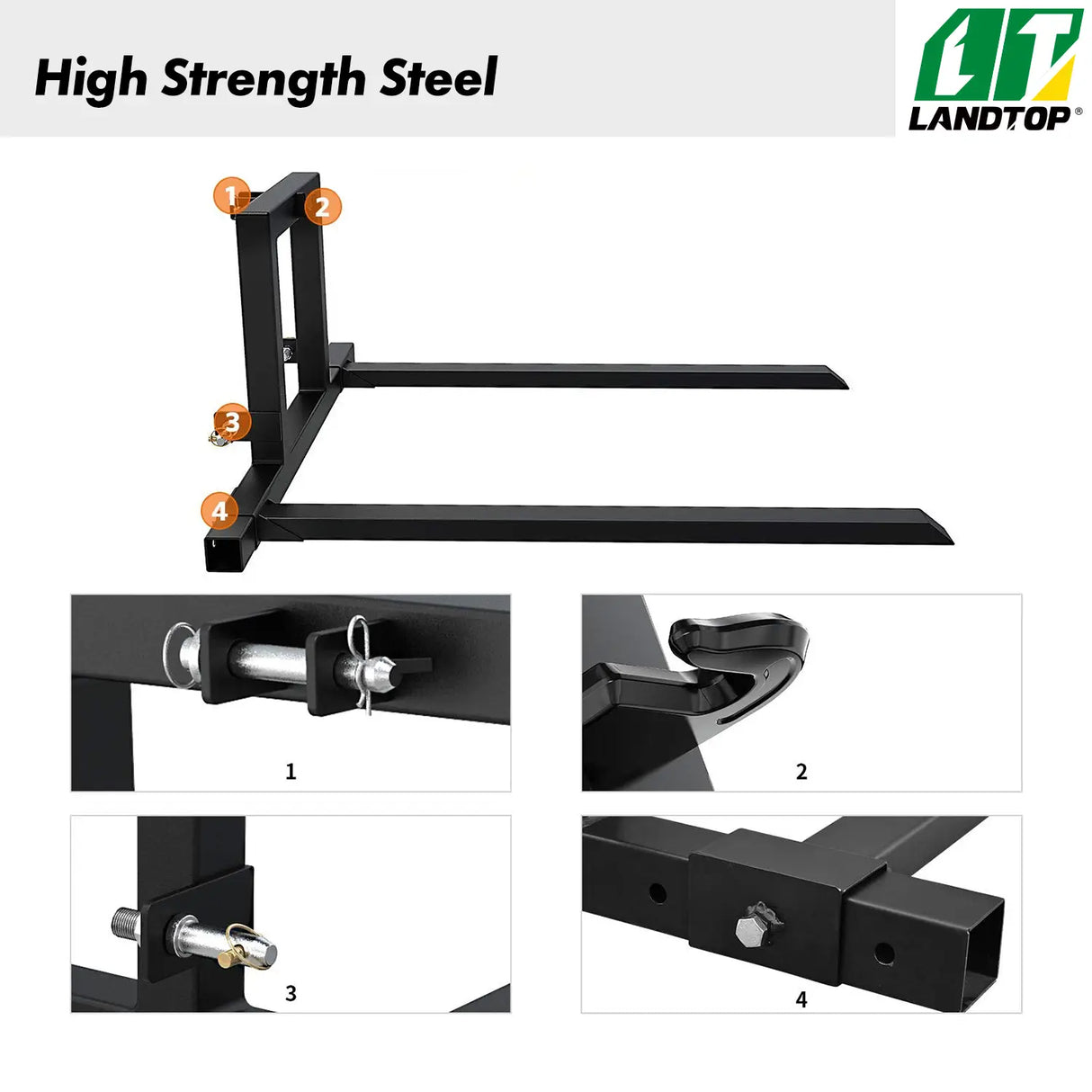 3 Point Hitch Pallet Fork 1500 lbs Capacity Adjustable Pallet Fork Attachments for Category 1 Tractor