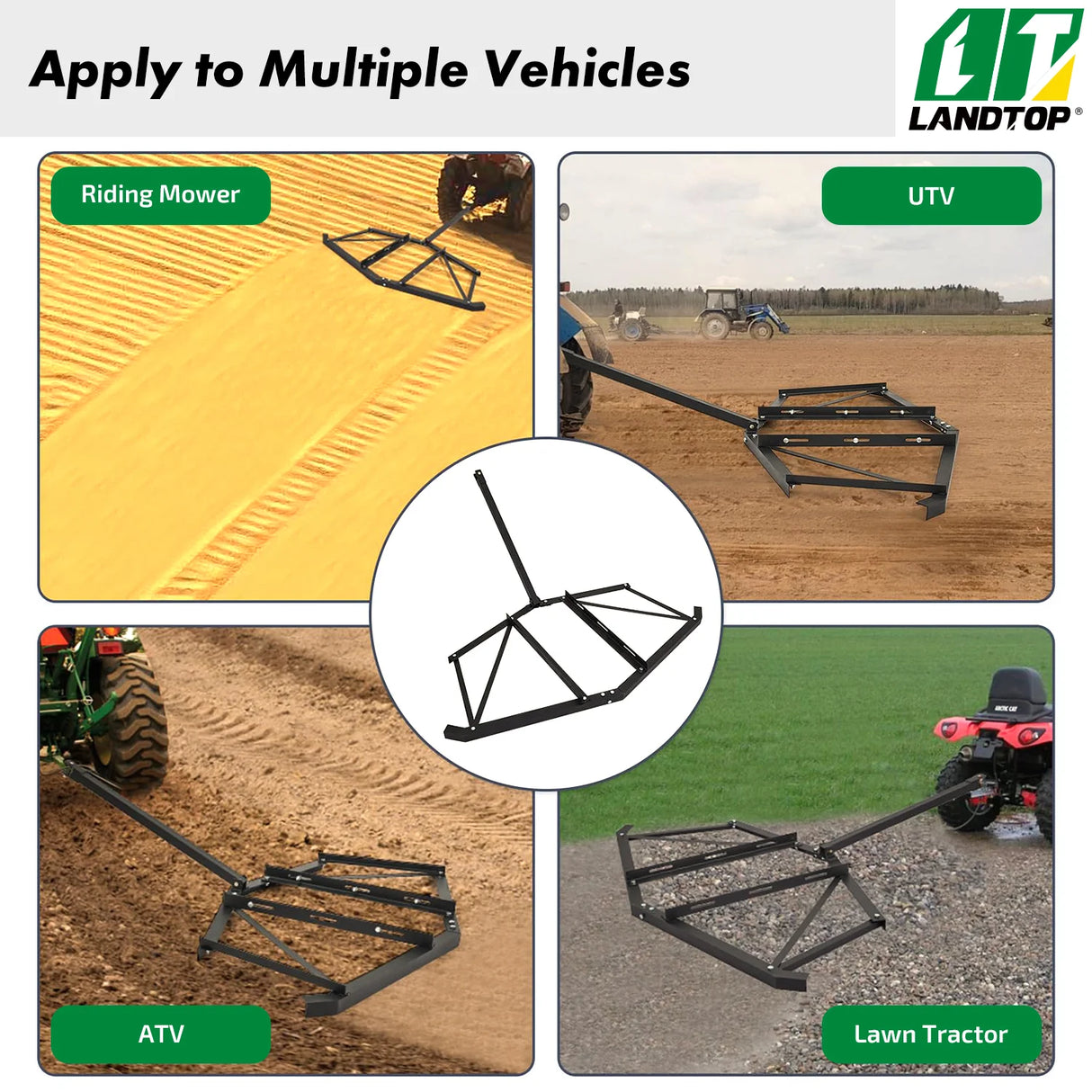 Driveway Drag 66" Width, Driveway Drag Grader w/ 3 Sets Adjustable Bolts & 2 Reinforcement Bars, Tow Behind Drag Harrow with Pin-Style Hitch, Garden Lawn Tractor Driveway Grader for ATVs, UTV