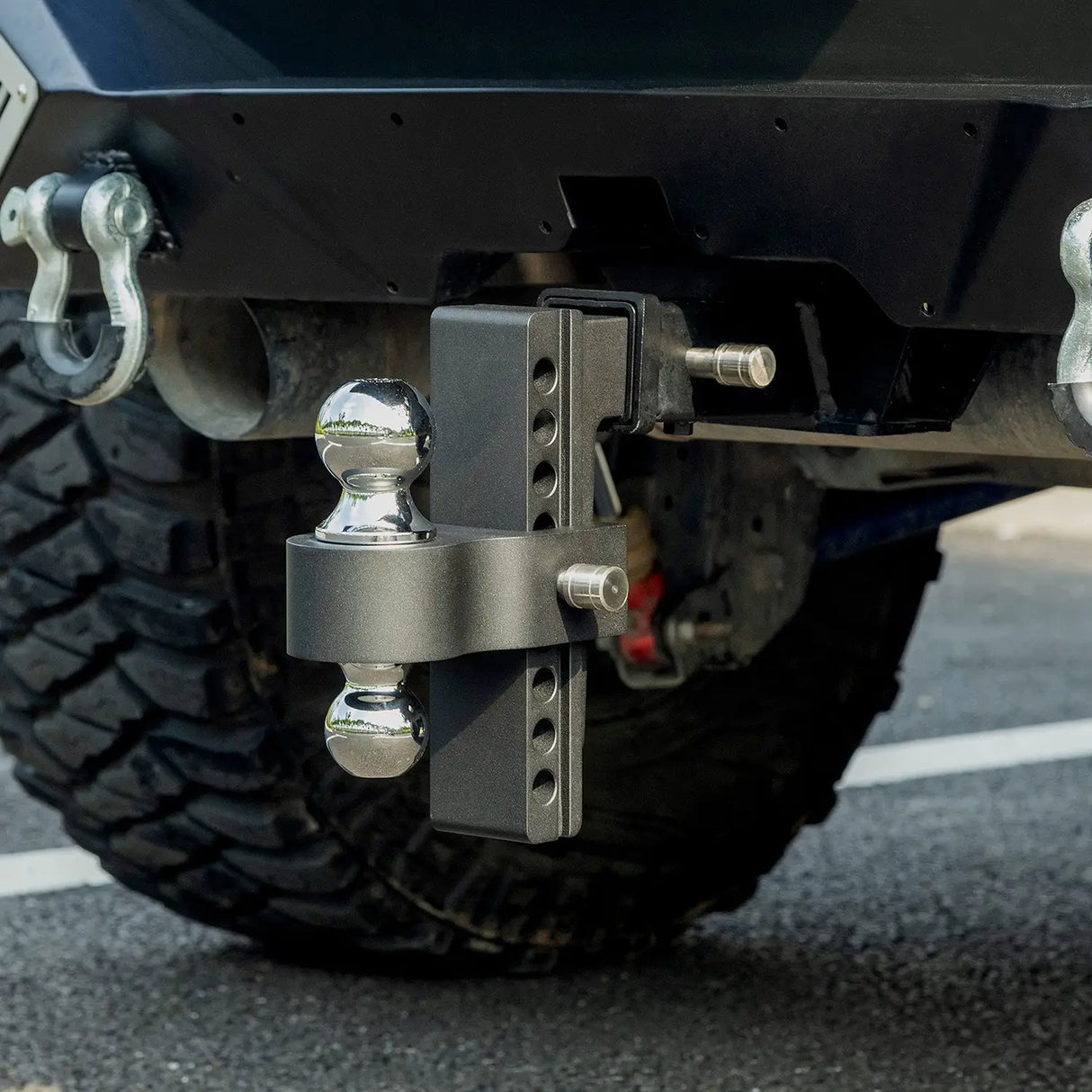 Adjustable Trailer Hitch, Fits 2-Inch Receiver, 8-Inch Drop Hitch, Aluminum Tow Hitch, Ball Mount, 2 and 2-5/16 inch Combo Stainless Steel Tow Balls with Double Key Locks, Black