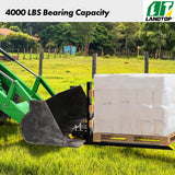 60" 4000 lbs Heavy Duty Clamp-on Pallet Forks with Anti-roll Bar, Tractor Attachment with Adjustable Stabilizer Bar for Tractor Bucket Loader Skid Steer