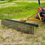 3 Point 5 FT Landscape Rock Rake for Compact Tractors, 360 Degree Rotation Fits Category 1 Hookup, Tow-Behind Garden Tool, Landscaper, and Grass Comb