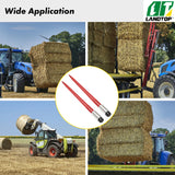 Pair Hay Spear 39" Bale Spear 3000 lbs Capacity, Bale Spike Quick Attach Square Hay Bale Spears 1 3/4", Red Coated Bale Forks, Bale Hay Spike with Hex Nut & Sleeve for Buckets Tractors Loaders