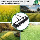 32 Inch Tow Behind Spike Aerator Soil Penetrator Spikes Tractor with Galvanized Steel Tines and Wide Tow Bar Black Lawn Aerator for Home Yard Farm Use