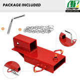 Clamp On Forklift Trailer Hitch Attachment, 2" Fork Towing Receiver Adapter Hitch with Safety Chain