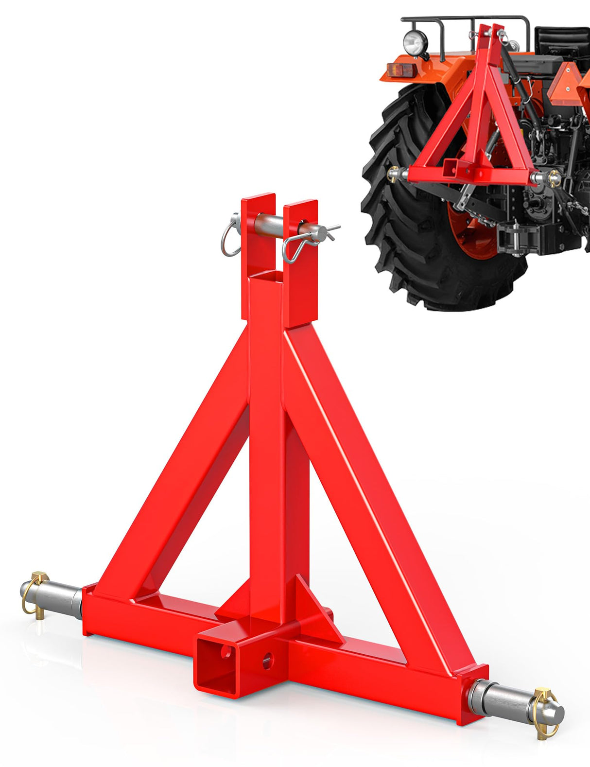 Durable Red 3 Point 2" Receiver Trailer Hitch Heavy Duty Drawbar Adapter Category 1 Tractor
