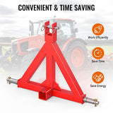 Durable Red 3 Point 2" Receiver Trailer Hitch Heavy Duty Drawbar Adapter Category 1 Tractor