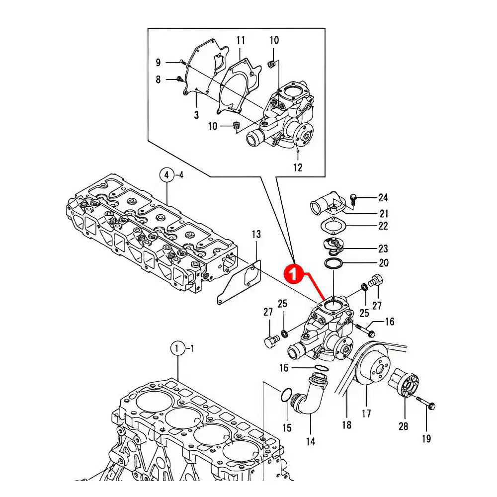 Engine Water Pump YM129900-42054 for Komatsu Forklift FD20-12 FD20-14 FD30-12 FD30-14