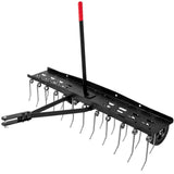 48inch Tow Behind Dethatcher with 24 Spring Steel Tines,Lawn Sweeper Garden Grass Tractor Rake Removes Thatch from Large Lawns, Riding Lawn Mower Attachments for Outdoor Yard Tools Lawn Care