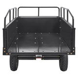 Heavy Duty ATV Trailer Steel Dump Cart Tow Behind, 750 lbs 15 Cubic Feet, Garden Utility Trailer Yard Trailers with Removable Sides for Riding Lawn Mower Tractor