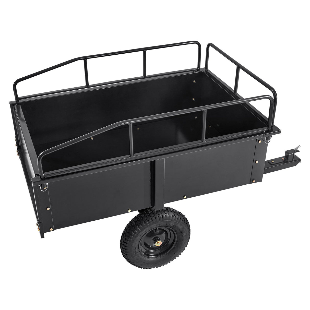 Heavy Duty ATV Trailer Steel Dump Cart Tow Behind, 750 lbs 15 Cubic Feet, Garden Utility Trailer Yard Trailers with Removable Sides for Riding Lawn Mower Tractor