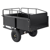 Heavy Duty ATV Trailer Steel Dump Cart Tow Behind, 750 lbs 15 Cubic Feet, Garden Utility Trailer Yard Trailers with Removable Sides for Riding Lawn Mower Tractor