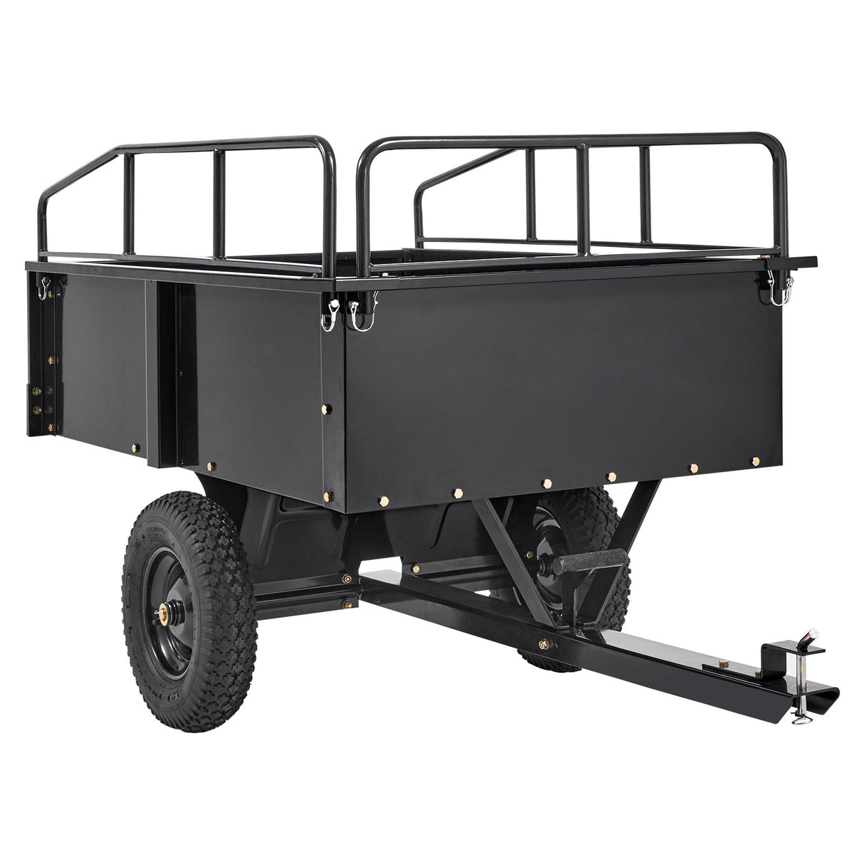 Heavy Duty ATV Trailer Steel Dump Cart Tow Behind, 750 lbs 15 Cubic Feet, Garden Utility Trailer Yard Trailers with Removable Sides for Riding Lawn Mower Tractor