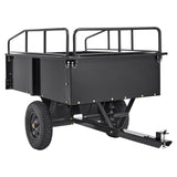 Heavy Duty ATV Trailer Steel Dump Cart Tow Behind, 750 lbs 15 Cubic Feet, Garden Utility Trailer Yard Trailers with Removable Sides for Riding Lawn Mower Tractor