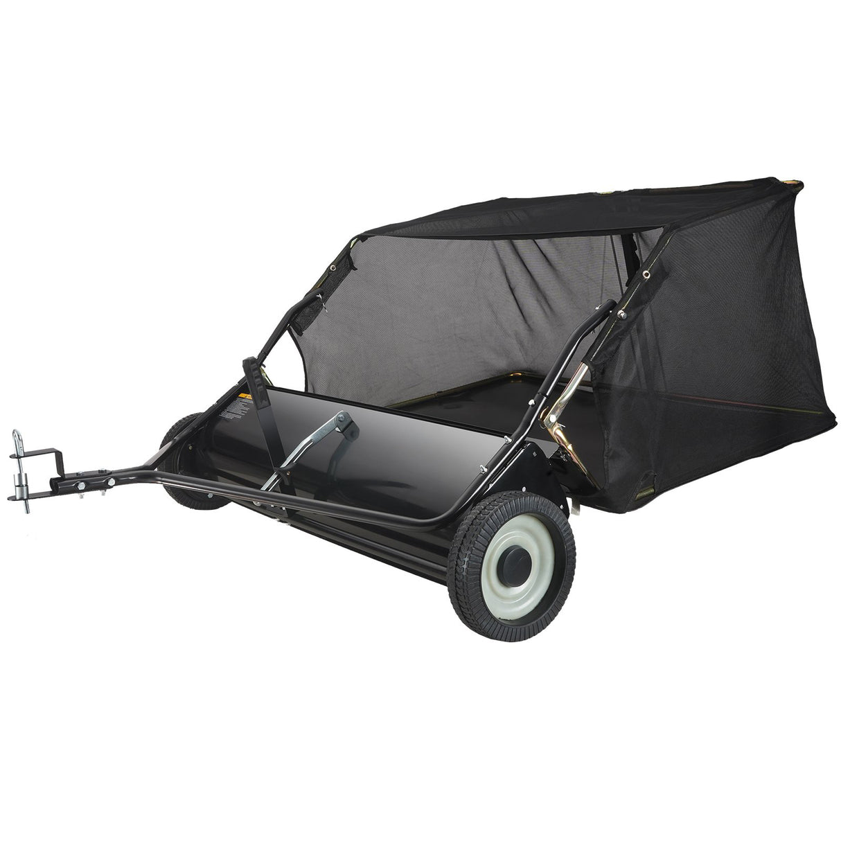 Tow Behind Lawn Sweeper 42.5 Inch, 25 cu. ft Large Capacity Heavy Duty Leaf & Grass Collector with Adjustable Sweeping Height, Dumping Rope Design for Picking Up Debris and Grass