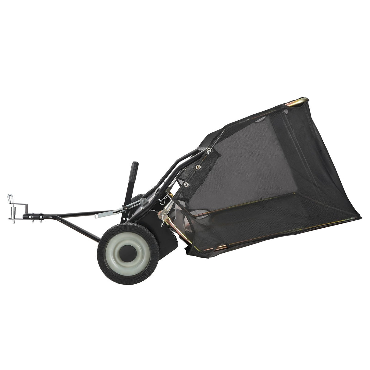 Tow Behind Lawn Sweeper 48.5 Inch, 26 cu. ft Large Capacity, Dumping Rope Design & Heavy Duty Leaf Collector with Adjustable Sweeping Height for Picking up Debris and Grass, 50", Black