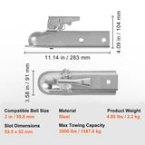 Straight Trailer Coupler, for 2-Inch Hitch Ball, 2-Inch Channel, 3500 lbs Capacity, Heavy Duty Trailer Tongue Coupler, Ideal for Towing Station Wagons, Pickup Trucks, SUVs, Zinc Plated Surface